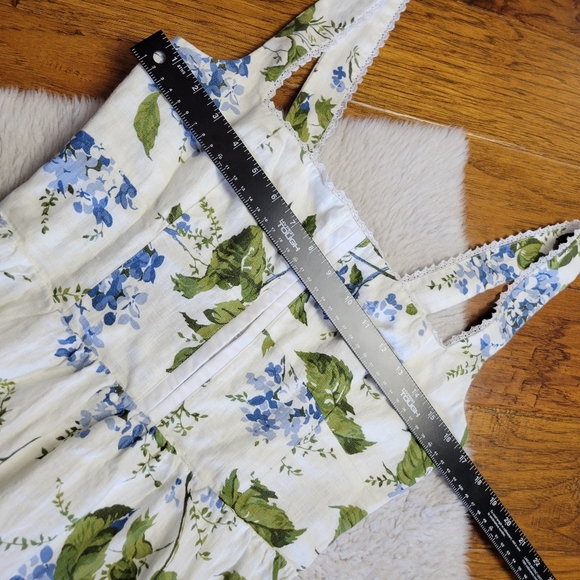 Reformation Tagliatelle Midi Dress Women's 10 Linen Smocked Floral White - Picture 15 of 15